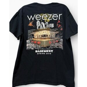 Weezer Pixies Basement Spring 2019 Tour Shirt Black L Rare Concert‎ Tee